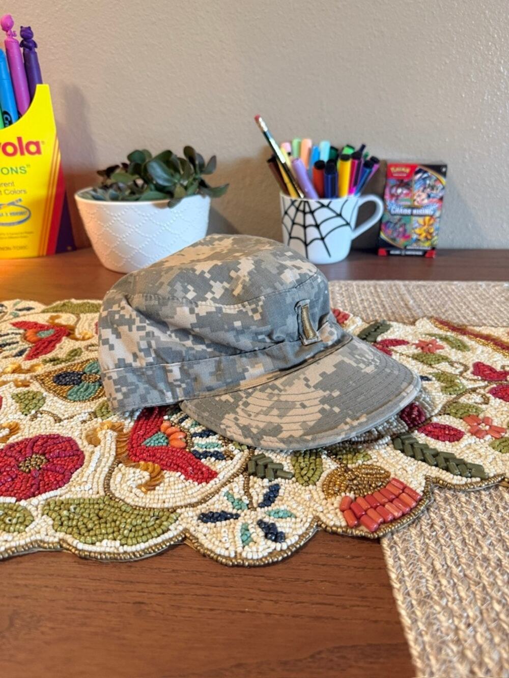 US Military Surplus BDU Digital Camo Vintage Fatigue Army Lieutenant Cap Hat